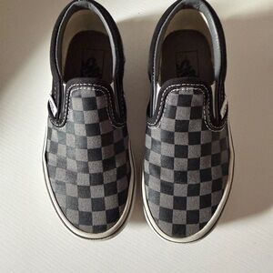 Vans Kids Checkerboard Slip-On Sneakers - Black & Gray